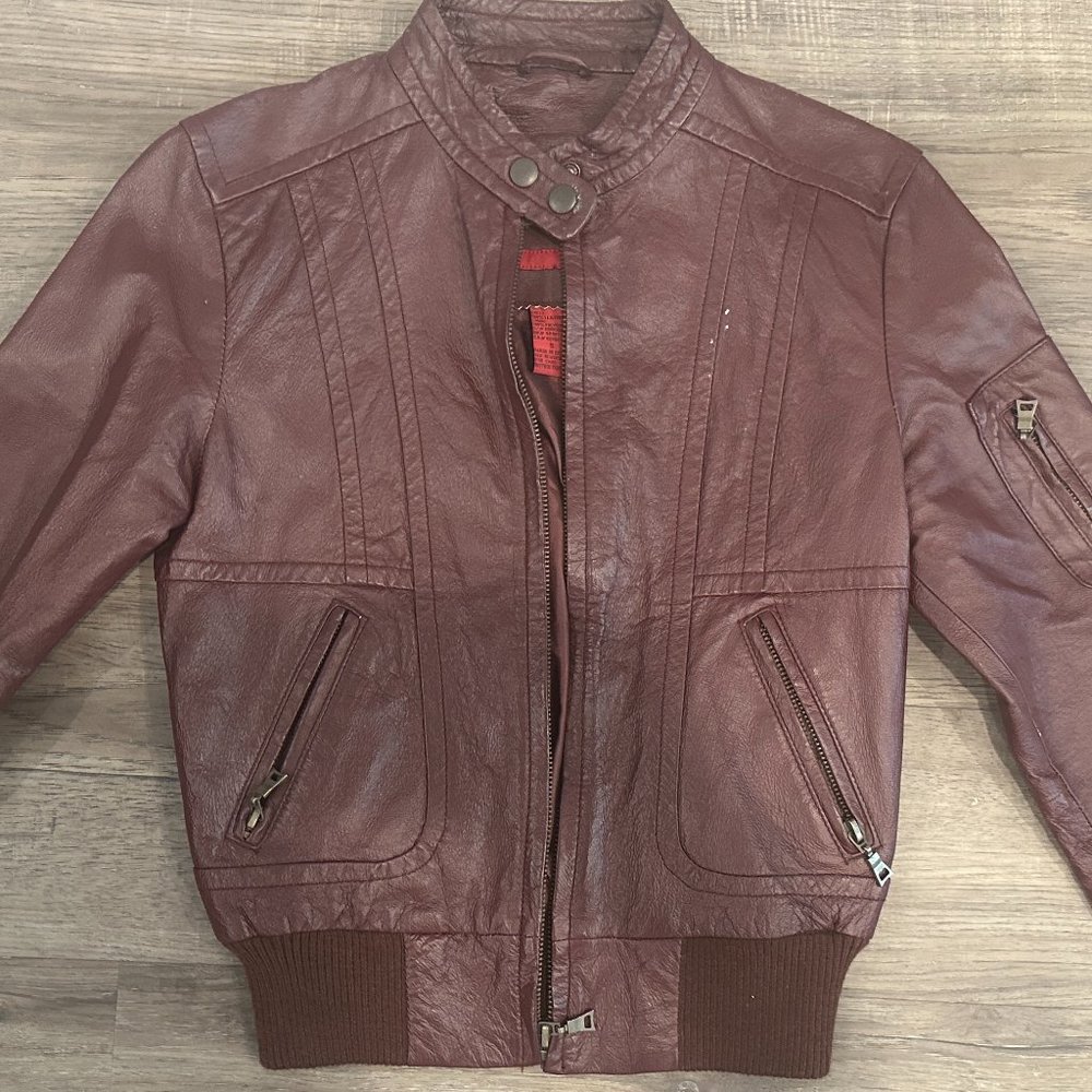 Vintage Small Maroon Leather Jacket